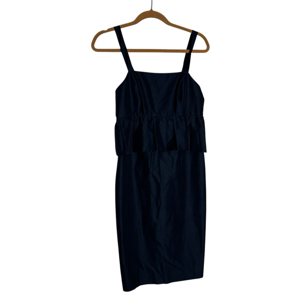 J.Crew Cotton Silk Blend Navy Sleeveless Peplum Knee Length Dress Size 2